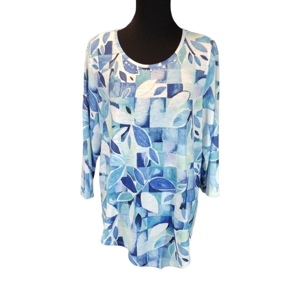 ALFRED Dunner Asemetrucal Jersey Top - Picture 2 of 5